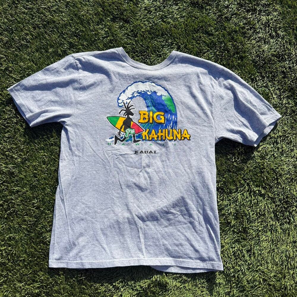 Quiksilver Vintage Surf Tee Grey Big Kahuna Hawaii Size L